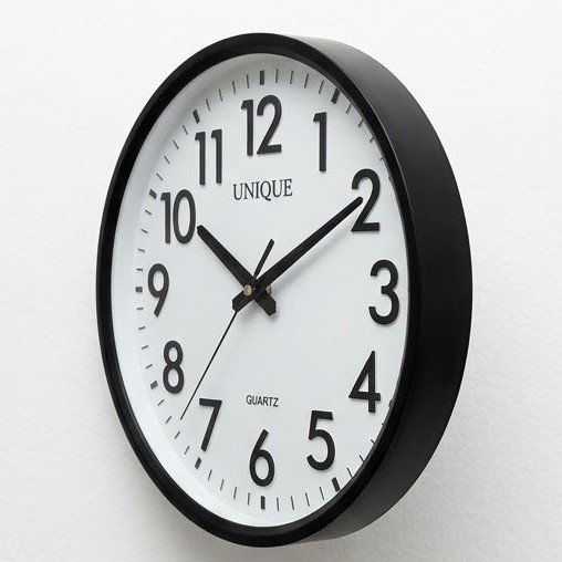 UNIQUE Classic Black & White Wall Clock - Large Numbers